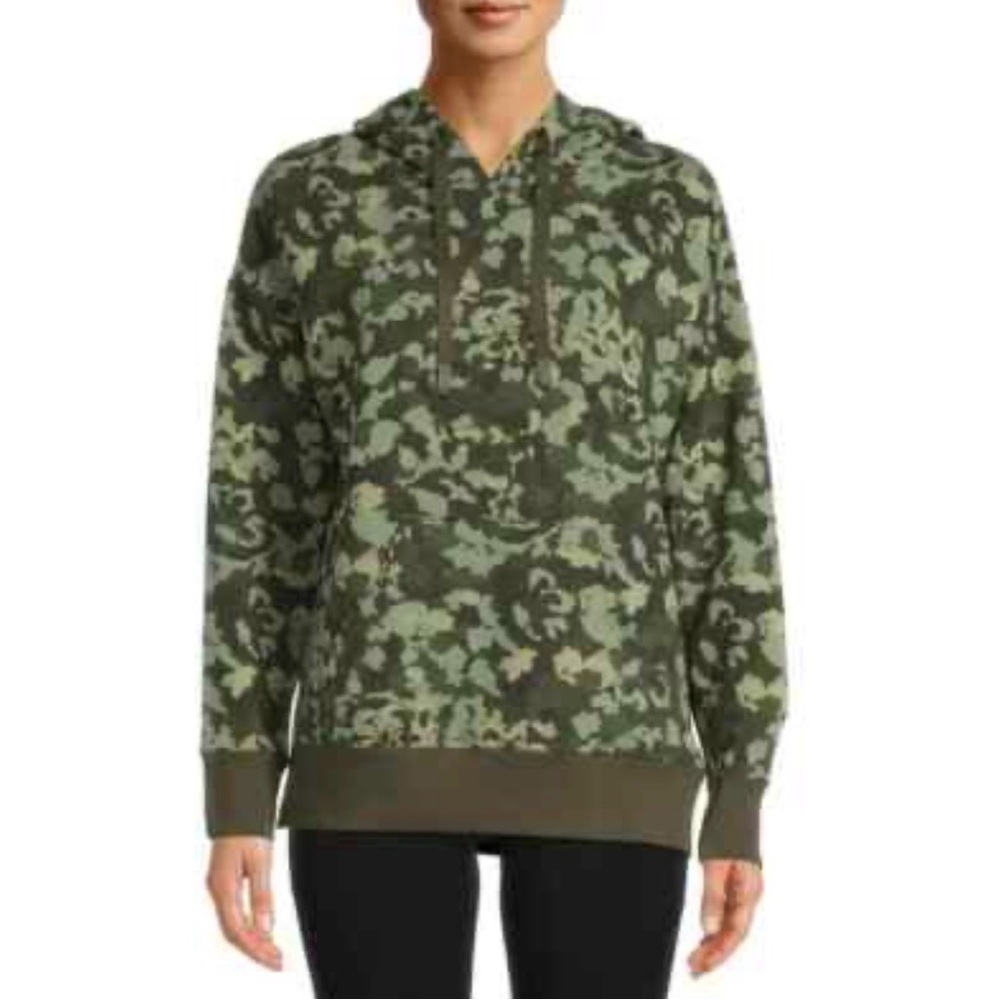Athletic Works Women's Soft Hoodie With Front Pockets Camo Green L(12-14)